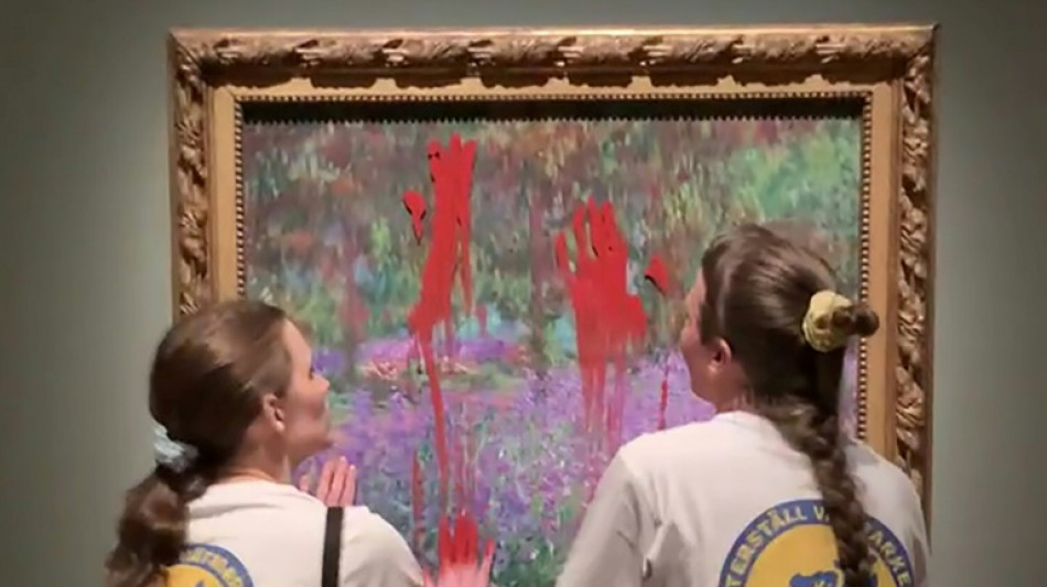 Su&egrave;de: des militantes &eacute;cologistes badigeonnent de peinture un tableau de Monet